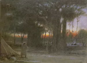 The Banyan Trees and the Sentinel by Albert Goodwin - Oil Painting Reproduction