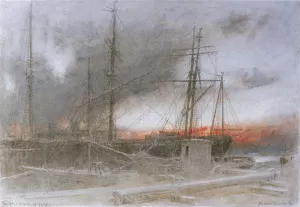 The Shipbreakers Yard by Albert Goodwin - Oil Painting Reproduction