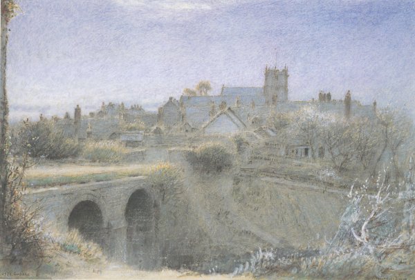 Main Product Photo of The Village of Corfe Painting by Albert Goodwin