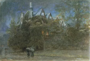 View from the Entrance to Meadow Building, Christchurch College, Oxford by Albert Goodwin Oil Painting