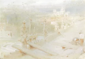 Wells from Roof of Parish Church by Albert Goodwin Oil Painting