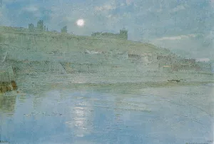 Whitby by Moonlight by Albert Goodwin - Oil Painting Reproduction