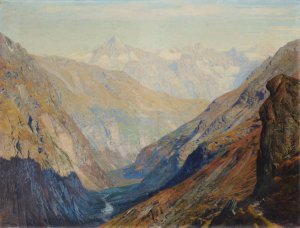 View of the valley of Zermatt by Albert Gos Oil Painting