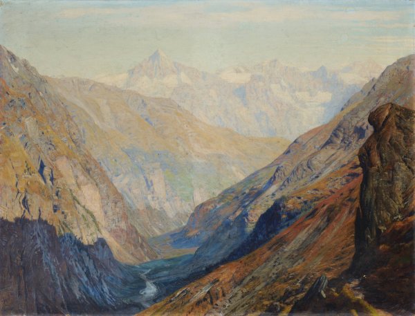 Main Product Photo of View of the valley of Zermatt Painting by Albert Gos