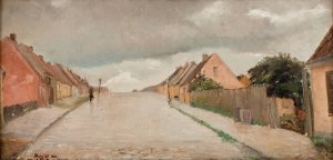 Bakkegade i Hillerod by Albert Gottschalk Oil Painting