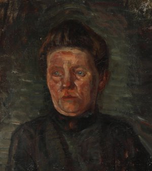 Portraet af en kvinde i sort by Albert Gottschalk Oil Painting