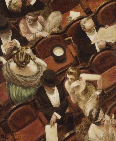 Main Product Photo of Au Theatre Painting by Albert Guillaume