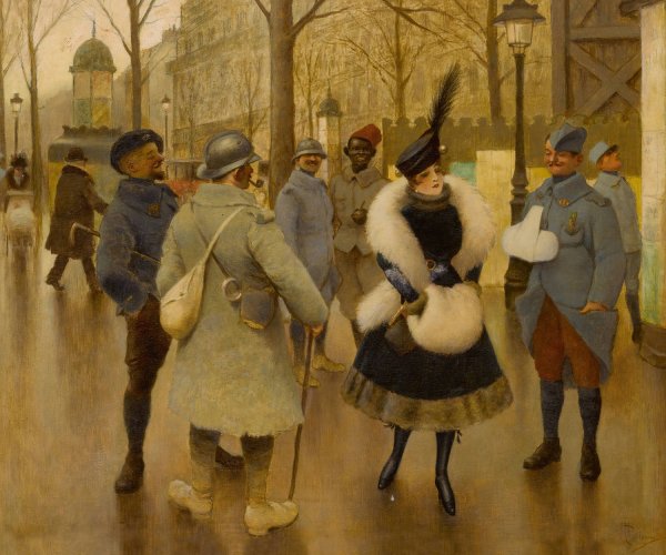 Main Product Photo of Entertaining the troops Painting by Albert Guillaume