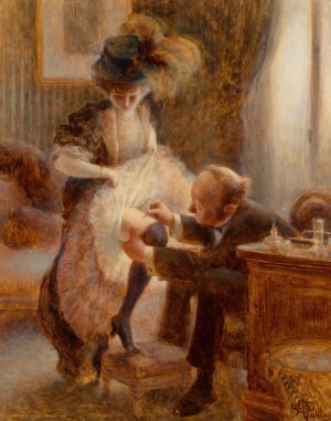 Lifting her petticoat by Albert Guillaume Oil Painting