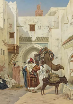 A Gathering Outside The City Walls by Albert Joseph Franke Oil Painting