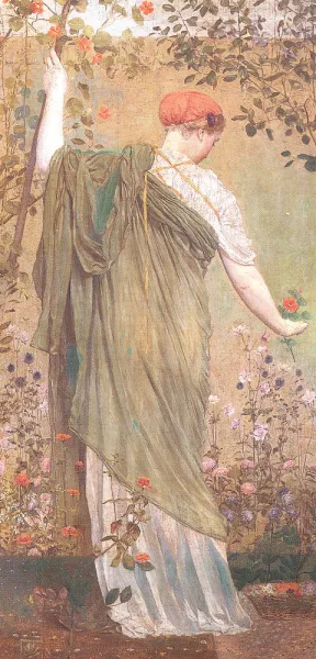 A Garden painting by Albert Joseph Moore