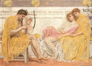 A Musician painting by Albert Joseph Moore