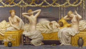 A Summer Night by Albert Joseph Moore Oil Painting