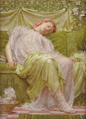 A Workbasket by Albert Joseph Moore Oil Painting