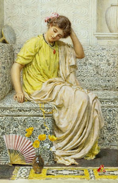 Main Product Photo of Hairpins Painting by Albert Joseph Moore
