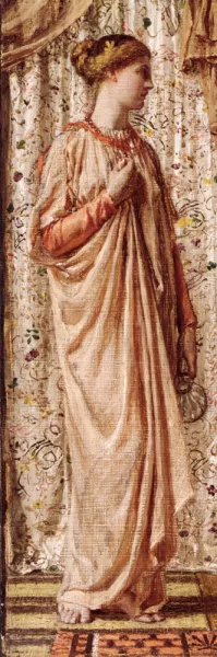 Standing Female Figure Holding a Vase by Albert Joseph Moore - Oil Painting Reproduction
