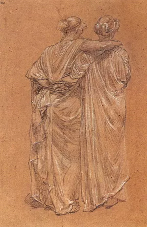 Study of Two Female Figures by Albert Joseph Moore Oil Painting