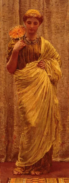 The Gilded Fan by Albert Joseph Moore - Oil Painting Reproduction