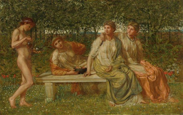 The Marble Seat by Albert Joseph Moore - Hand-Painted Oil Painting Reproduction