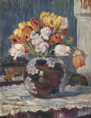 Tulpen in Kugelvase Oil painting by Albert Konig