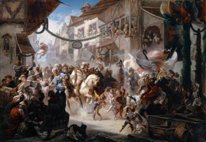 Entering Of The Federal Envoys In Basel by Albert Landerer Oil Painting