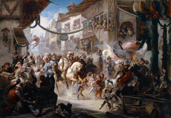 Entering Of The Federal Envoys In Basel  by Albert Landerer - Hand-Painted Oil Painting Reproduction