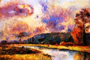 Banks of the Iton at Hondouville, in Autumn by Albert Lebourg - Oil Painting Reproduction