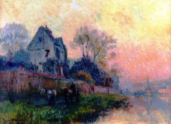 Main Product Photo of Banks of the Seine at Chatou Painting by Albert Lebourg