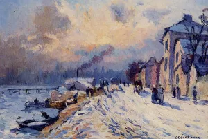 Banks of the Seine, Winter at Herblay painting by Albert Lebourg