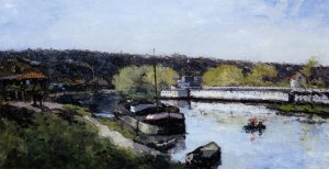 Barge on the Seine at Basd-Meudon by Albert Lebourg Oil Painting