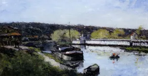Barge on the Seine at Basd-Meudon by Albert Lebourg Oil Painting