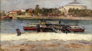Bateau-Mouche at the Quai St Bernard in Paris Oil painting by Albert Lebourg