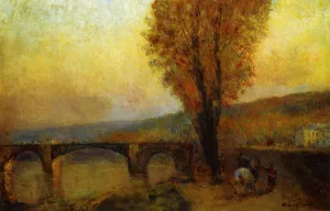 Bridge and Rider by Albert Lebourg Oil Painting