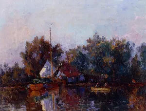 Canal in Holland Near Rotterdam by Albert Lebourg - Oil Painting Reproduction