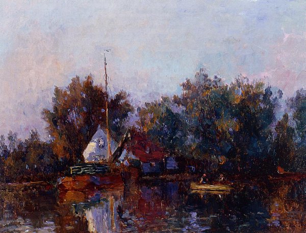 Main Product Photo of Canal in Holland Near Rotterdam Painting by Albert Lebourg