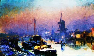 Canal in Holland painting by Albert Lebourg