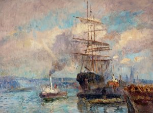 Dans le port de Rouen by Albert Lebourg Oil Painting