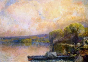 Ferry on the Bouille by Albert Lebourg Oil Painting