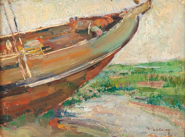 Fishing Boat On The Shore by Albert Lebourg - Hand-Painted Oil Painting Reproduction