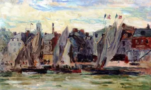 Fishing Boats at Honfleur by Albert Lebourg Oil Painting