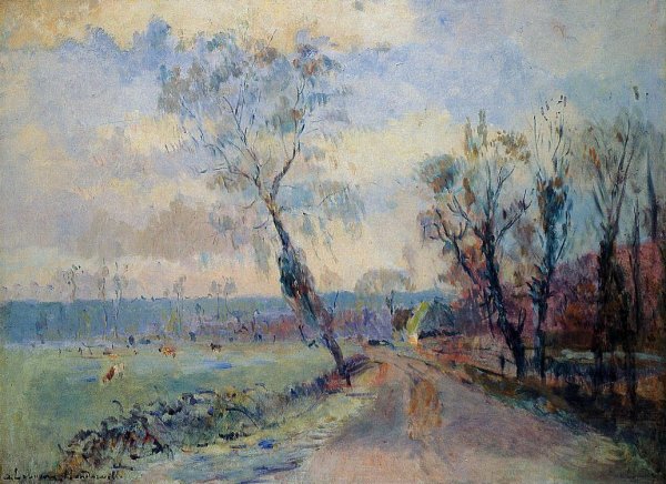 Hondouville, an Afternoon at the End of Winter by Albert Lebourg - Hand-Painted Oil Painting Reproduction