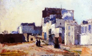 Houses at the Entrance to the Bridge at Neuilly Oil painting by Albert Lebourg