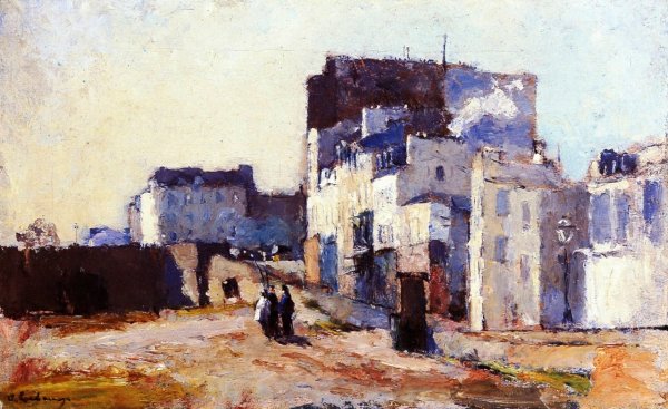 Houses at the Entrance to the Bridge at Neuilly by Albert Lebourg - Hand-Painted Oil Painting Reproduction