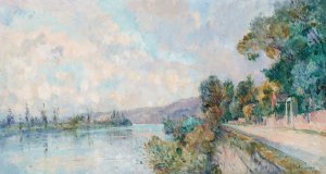 La Seine et les coteaux de Dieppedalle, vue prise de Croisset, pres Rouen by Albert Lebourg Oil Painting