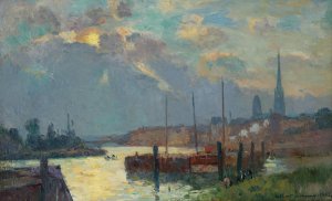 Le Port Et La Cathedrale De Rouen by Albert Lebourg Oil Painting