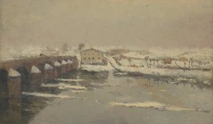 L'Hiver a Pont du Chateau by Albert Lebourg Oil Painting