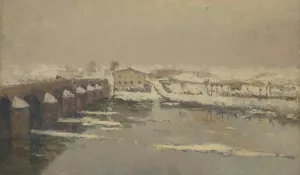 L'Hiver a Pont du Chateau by Albert Lebourg Oil Painting