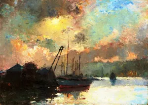 Near Rouen, Sunset by Albert Lebourg Oil Painting