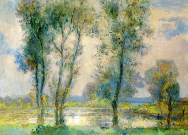 Near the Lake by Albert Lebourg - Hand-Painted Oil Painting Reproduction