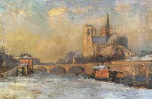 Notre-Dame and Seine, Winter painting by Albert Lebourg